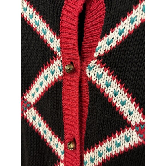 Vintage Yarnworks Tacky Christmas Sweater Hearts Jingle Bell Buttons Size Large - Picture 5 of 10